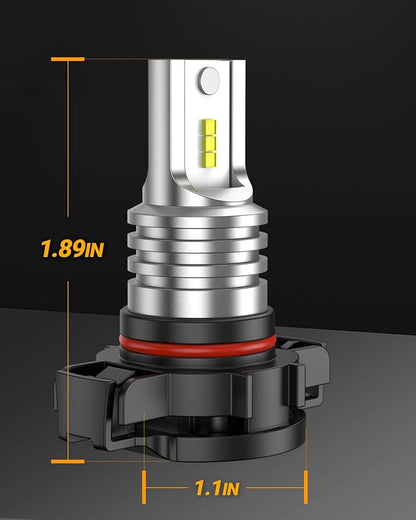 SEALIGHT 5201/5202 LED Fog Light Bulbs, Real 1:1 100% Successful Installation, 6500K Cool White Fog Light Bulb, PS24W/PS19W LED Fog Lights For Cars, Clearance Light Marker Light Plug-N-Play Pack of 2