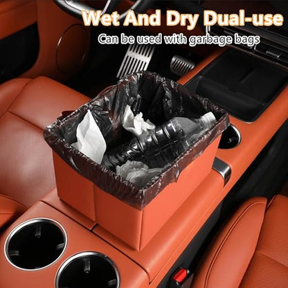Car Trash Can, Foldable Multifunctional Hanging Storage Box Trash Can with a Roll of Garbage Bag, Multi Pocket Design Suitable for Car, Home, and Office Car Trash Cans (black1)