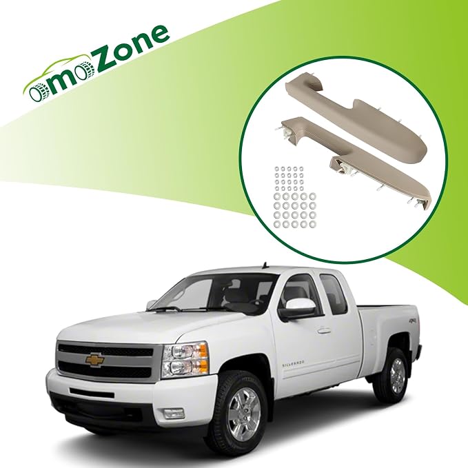 Upgraded Door Armrest Repair Kit Left Driver & Right Passenger Side Door Panel Handle Tan Compatible with 2010-2014 Chevy Silverado GMC Sierra 1500 2500HD 3500HD Replaces 22818467 22818472