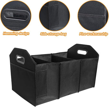 Car Trunk Organizer, 42L Collapsible Vehicle Storage Box with Reinforced Handles and Compartments, Waterproof Auto Interior Organizing Accessories, Universal for SUV, Truck, RV
