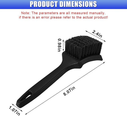 Car Wheel Brush, Stiff Bristle Short Handle Scrub Tire & Wheel Rim Brush, No-Scratch Carpet/Floor Mat Detailing Tool, Auto Interior and Exterior Cleaning Supply for Vehicle, Home (Black)