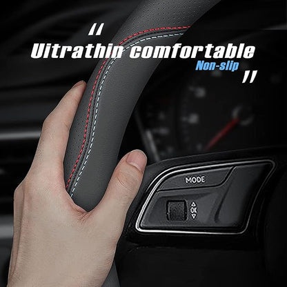HAOTULE New Nappa Leather car Steering Wheel Cover, Universal 15 inch Black