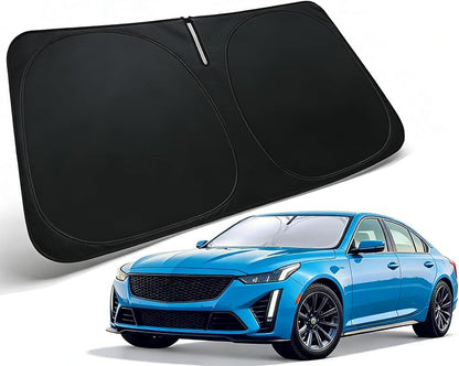Windshield Sun Shade Custom-Fit for 2020-2026 Cadillac CT5 | Front Window Sun Visor Protector & Heat Shield, 240T Sunshade Protection Blocks UV Rays, Car Accessories