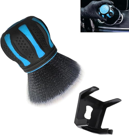 Car Cleaning Brush, Air Conditioning Vent Seat Gap Detail Dust Removal Brush with Storage Rack, Multi-Function Ball Soft Brush with Non-Slip Handle, for Most Cars Trucks Home (Blue)