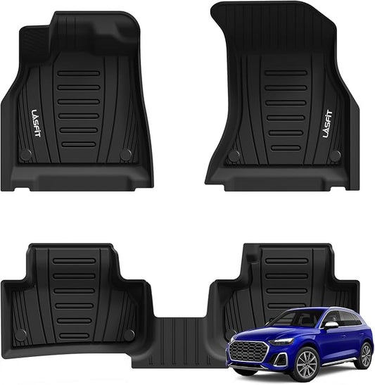 LASFIT Floor Mats Custom Fit for Audi Q5 SQ5 2018-2025(Include Q5/SQ5 Sportback 2021-2025), All-Weather Protection TPE 1st & 2nd Row Car Liners for Audi Accsessories, Easy to Clean, Black