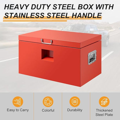 30" Truck Tool Box,Heacy Duty Metal Storage Organizer with Strong locking tongue,Trailer Tongue Box with Safe Hinge, for Truck,Pickup,RV,Garage,Best gift for family and friend,Red Power Coating
