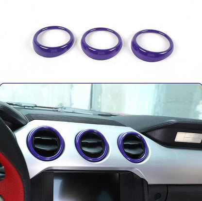 RT-TCZ Center Console Air Conditioner Outlet Vent Trim Cover Ring Interior Accessories for Ford Mustang 2015-2022,3PCS (Purple)