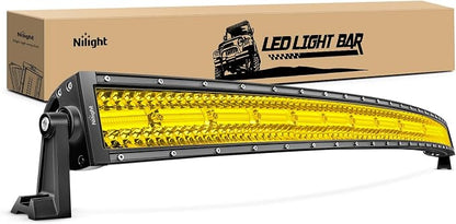 Nilight 42 Inch LED Light Bar 320 LED Chips Yellow Beam Curved Triple Row Fog Light Spot Flood Combo High Power LED Driving Lights Off Road Lights for Trucks SUV UTV ATV Truck Van 4x4 Boat