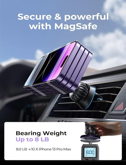 LISEN Fits MagSafe Car Mount Car Phone Holder,Strong Magnetic Phone Holder for Car Magsafe, Dashboard Vent iPhone 16 Car Mount Holder Car Accessories for iPhone 16 15 14 13 12 Pro Max,Purple Kits