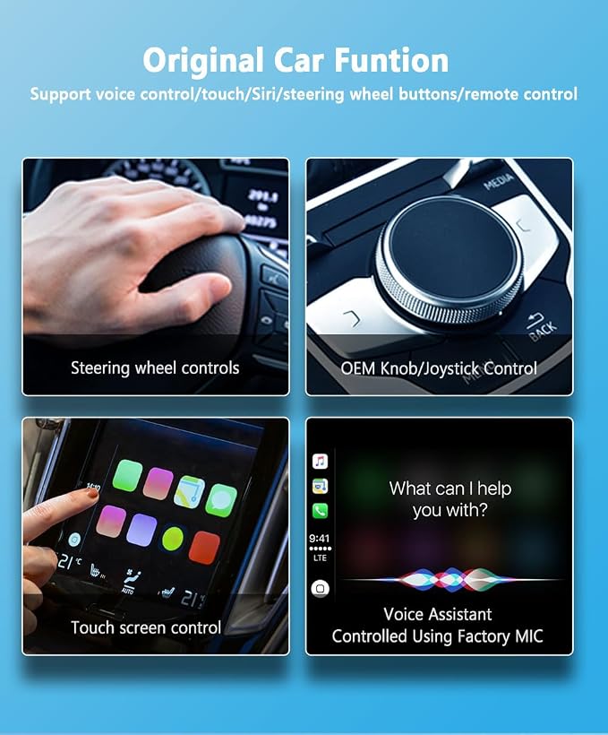 CarPlay USB Adapter for BMW 320i 328i 330i 3 GT 530i 550i 535i 5 GT 630i 640i X1 X3 X5, 2-in-1 Plug & Play Adapter Converts Wired CarPlay to Cable-Free CarPlay, Fast Auto-Connect, No Delay