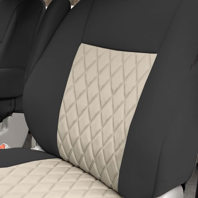 FH Group Custom Fit Car Seat Covers Specifically Made for 2011-2020 Toyota Sienna 7-8 Seater with Ultraflex Neoprene Water Resistant Automotive Seat Covers - Front Set Beige