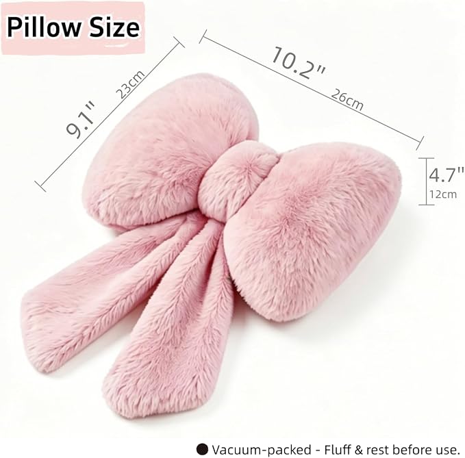 Sexysamba 2 Pcs Plush Bow Car Headrest Neck Pillow Cute Bow Pillow for Car Seat Décor Soft Neck Support for Comfortable Driving Traveling Office Fluffy Head Rest Cushion, Pink