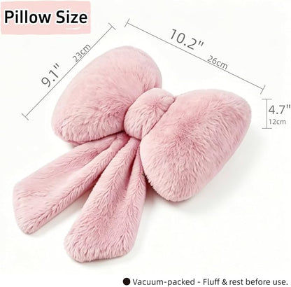 Sexysamba 2 Pcs Plush Bow Car Headrest Neck Pillow Cute Bow Pillow for Car Seat Décor Soft Neck Support for Comfortable Driving Traveling Office Fluffy Head Rest Cushion, Pink