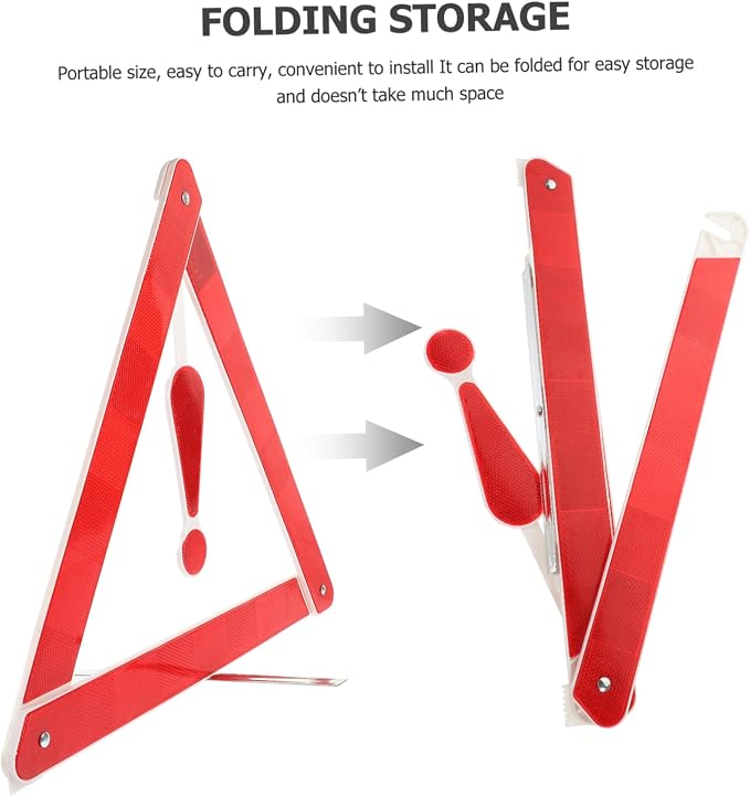 2pcs Car Warning Triangle Kit Folding Safety Reflectors for Roadside Emergency Durable and Portable Roadside Assistance Sign Essential Vehicle Safety Equipment