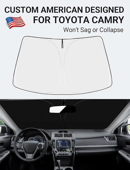 Proadsy 2026 Upgrade Front Windshield Sun Shade Foldable Sunshade Protector Custom Fit 2013-2017 Camry LE XLE Hybrid SE XSE Sedan Accessories