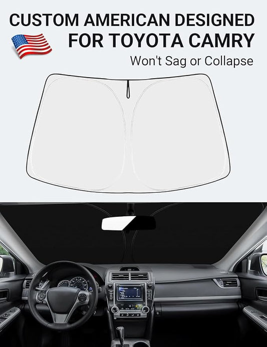 Proadsy 2026 Upgrade Front Windshield Sun Shade Foldable Sunshade Protector Custom Fit 2013-2017 Camry LE XLE Hybrid SE XSE Sedan Accessories