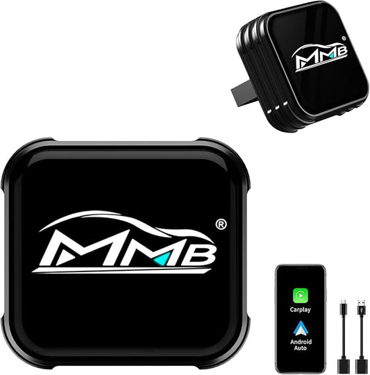 MMB Wireless CarPlay Adapter for iPhone, 2-in-1 Wireless CarPlays & Android Auto Adapter, Convert Wired to Wireless CarPlay,Plug & Play,Auto Reconnect, No Delay, USB-A/Type-C for iOS 10+ & Android 11+