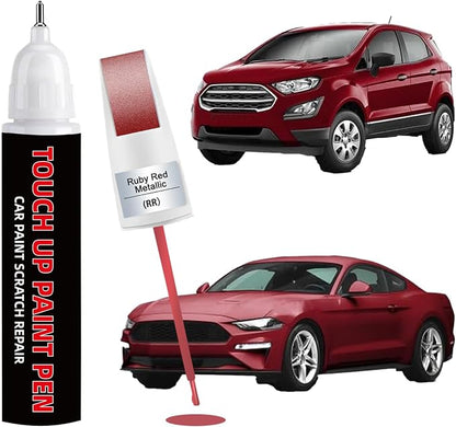 Ruby Red Metallic Tinted Clearcoat(RR) Touch Up Paint for Ford 2-in-1 Car Scratch Repair Pen with Tip&Brush, DIY Color-Code Matched Auto Paint for Rock Chips Door Scratches Paint Nicks Bumper Marks