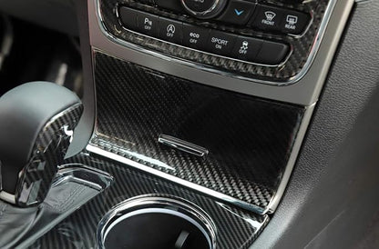 YOCTM for Jeep Grand Cherokee 2014 2015 Interior Accessories Black Real Carbon Fiber Center Console Cup Holder Cover Trim