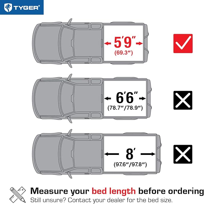 Tyger Auto T3 Soft Tri-Fold Truck Bed Tonneau Cover Compatible with 2007-2013 Chevy Silverado / GMC Sierra 1500 | Fleetside 5'8" Bed (69") | TG-BC3C1003