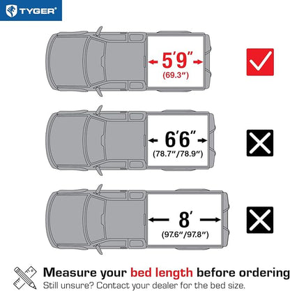 Tyger Auto T3 Soft Tri-Fold Truck Bed Tonneau Cover Compatible with 2007-2013 Chevy Silverado / GMC Sierra 1500 | Fleetside 5'8" Bed (69") | TG-BC3C1003