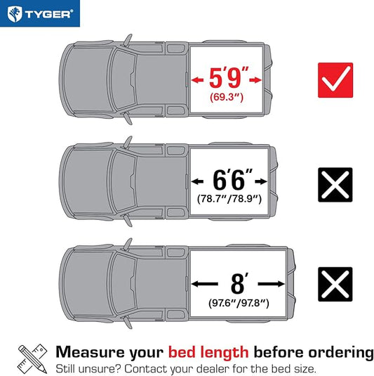 Tyger Auto T3 Soft Tri-Fold Truck Bed Tonneau Cover Compatible with 2007-2013 Chevy Silverado / GMC Sierra 1500 | Fleetside 5'8" Bed (69") | TG-BC3C1003