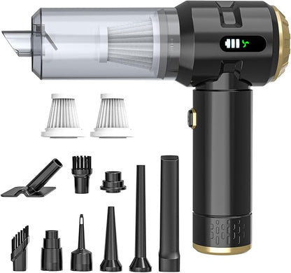 Sycoodeal Handheld Car Vacuum Cleaner, 25000PA Strong Cyclonic Suction Portable Mini Vacuum Cordless with Digital Display Lightweight Handheld for Pet Hair, Car, Home, Office, Kitchen (Gold)