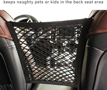 2PCS Dog Car Net Barrier, Dog Net for Pet Netting for Car with Stretchable Storage Bag Universal for Cars Black High Elastic Double Layer Motorcycle Cargo Nets(11.2 * 9.8in)