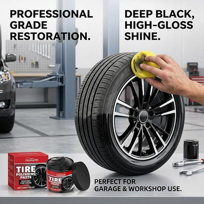RAINPOT 2026 Tire Polishing Paste, Car Tire Shine with Sponge, Tire Wax Cream & Coating Paste for Deep Gloss, UV Protection & Waterproof Finish, Tire Restorer for Cars, Trucks, Motorcycles (2)