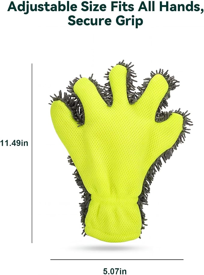 Car Wash Mitt, 2-Pack Microfiber Scratch Free Auto Detailing Supplies for Cleaning, Washing Dusting,Thickened 5-Finger Clean Gloves Design for Interior Exterior Cleaning Tight Spaces and Wheel