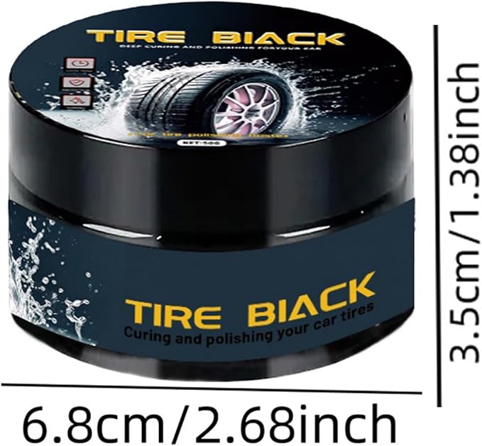 Tire Shine, 50g High-Gloss Paste, Car Tire Retreading Polish, Sponge Applicator, Safe Dressing for Cars Caravans, Stain Remover, UV Protection Wax