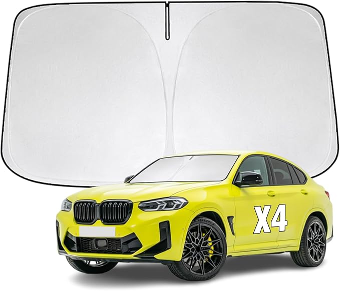 Windshield Sun Shade for BMW X4 2015-2026 Sunshade 300T Windshield Cover Shield Protector Blocks UV Rays Custom Fit X4 Front Window Shades Windshield Accessories Keep Cool Foldable