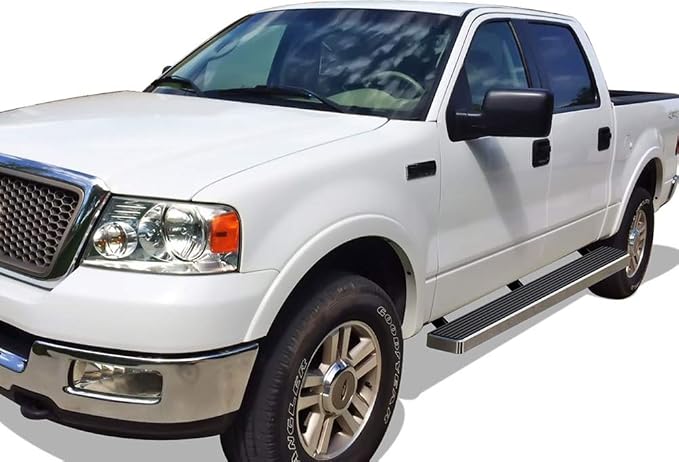 APS 304 Stainless Steel Polished 6in Silver Running Boards Compatible with Ford F150 2004-2008 SuperCrew Cab (Exclude 04 Heritage Edition) (Side Steps Side Bars)