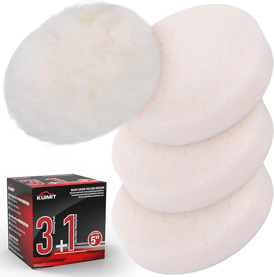 White Polish Pad, 3Pcs 5.5 Inch Face for 5 Inch Buffing Polishing Pads and Woolen Pads 125mm Backing Plate Compound Buffing Sponge for Car Buffer Polisher Compounding, Polishing and Waxing