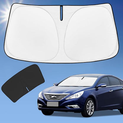 for Hyundai Sonata 2014-2019 Sun Shade Sunshade Windshield Cover, 4-Layer Front Window Shade Custom fit Sonata Sun Visor 240T Retractable Shade Shield Blocks UV Rays Cooler Car Accessories