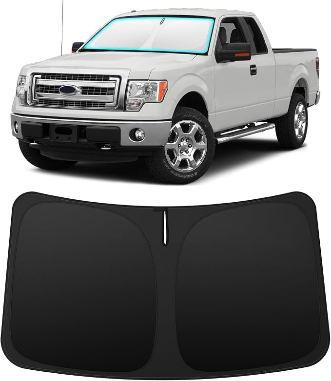 INSAUTO Custom Fit Windshield Sun Shade Accessories for Ford F150 2009-2014, Foldable Front Window Sunshade, UV & Heat Reflector, Keeps Interior Cool, Includes Storage Bag