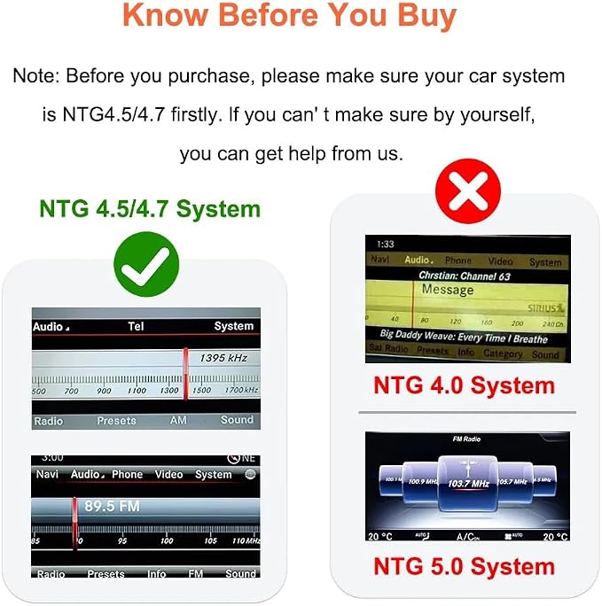 Wireless Carplay/Android Auto Adapter for Mercedes-Benz (2011-2015) NTG4.5/4.7 System Decoder Box Retains OEM Steering Wheel, Camera & Knob Control Compatible with A/B/C/E/GLK/GLA/ML/SLK