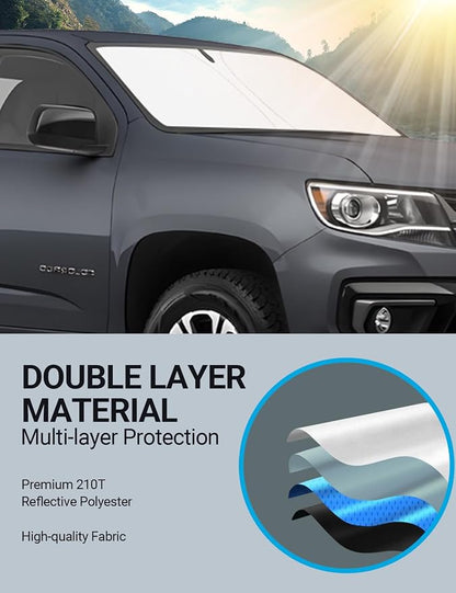 Proadsy 2026 Upgrade Front Windshield Sun Shade Foldable Sunshade Protector Custom Fit 2015-2022 Colorado Pickup Truck Accessories
