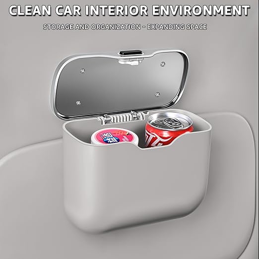 HOLDCY Car Trash Can, Waterproof Multi‑Functional Auto Trash Bin for Door/Console/Seat Back, Universal Vehicle Garbage Can for Car/Truck/SUV Drivers (Gray)