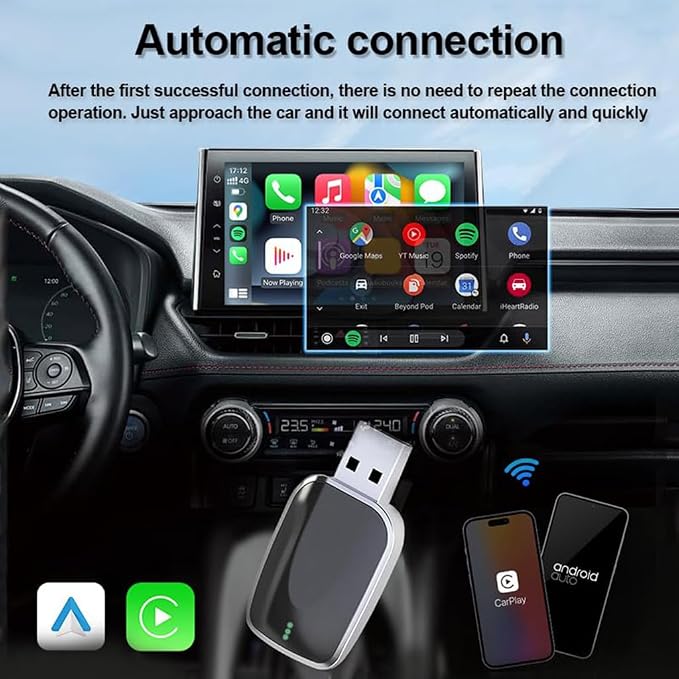 Wireless Carplay Adapter for Ford Explorer XLT Limited Platinum ST, Convert Wired to Plug and Play Android Auto Adapter Car Play Dongle Accessories