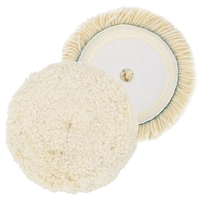 2 Pack 7" Wool Polishing Pads Buffing Pads for Compound, Cutting & Polishing, 100% Natural Wool, Thick and Aggressive (2PCS 7" Single Wool Buffing Pad)