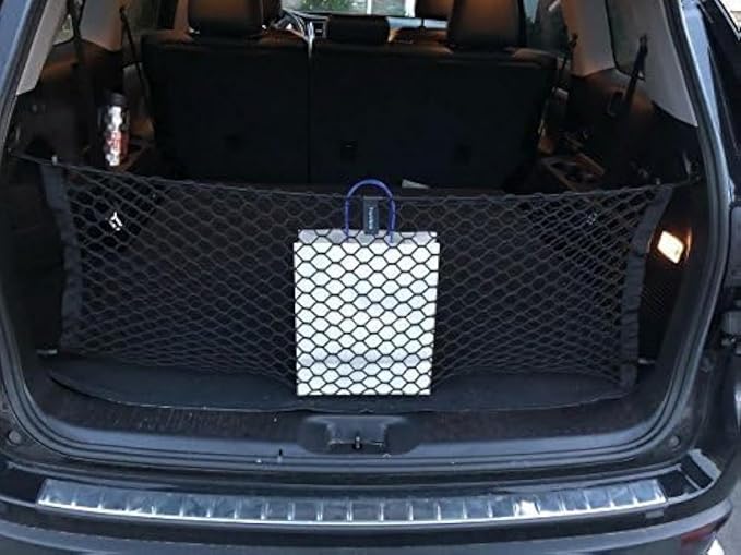 Envelope Style Trunk Mesh Cargo Net | for Toyota Highlander 2014-2026 Regular & Hybrid Car Accessories | Premium Trunk Organizers and Storage | SUV Truck Cargo Nets | Vehicle Carrier Organizer