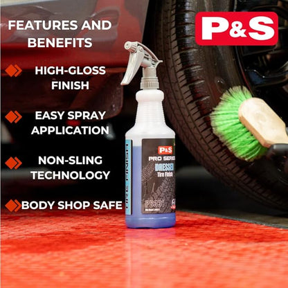 P & S Professional Detail Products Dressed Tire Finish - Water-Based, High-Gloss Tire Dressing for a Clean, Satin Shine - 1 Gallon