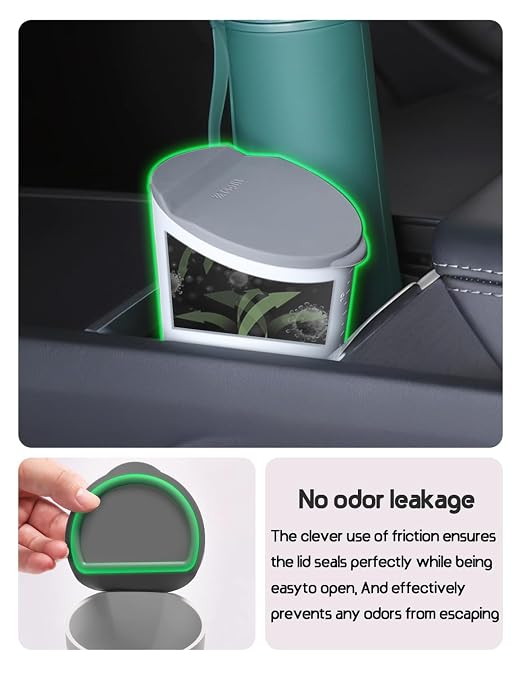 BMZX Car Trash Can with Lid - Small Car Cup Holder Trash Bin, Fits Auto, Home, Office - Grey 1 Pack