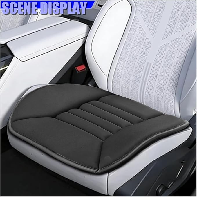 Craedli Car Seat Cushion Pad, Memory Foam Automotive Seats Cushion with Non-Slip Silicone Bottom, Comfort Breathable Pain Relief Vehicle Seat Protector for Home and Office Chairs (Black)