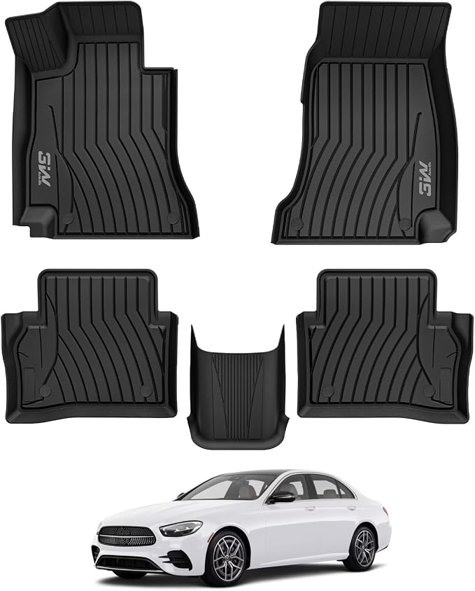 3W Floor Mats for Benz E-Class 2017-2023 Sedan & Wagon Only, E300/E350/E400/E43 AMG/E450/E53 AMG/E550/E63 AMG S TPE All Weather Floor Liner, 1st&2nd Row Full Set Car Liners Black