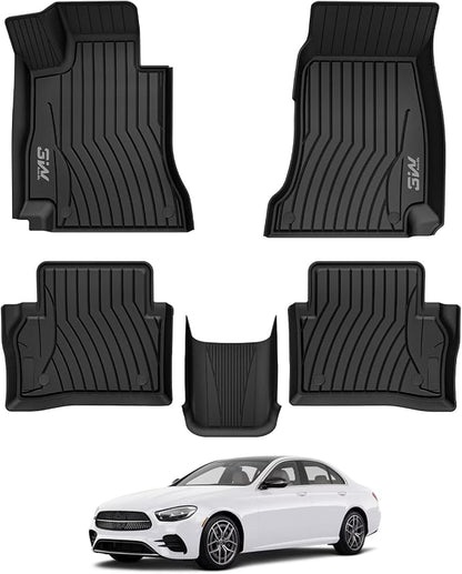 3W Floor Mats for Benz E-Class 2017-2023 Sedan & Wagon Only, E300/E350/E400/E43 AMG/E450/E53 AMG/E550/E63 AMG S TPE All Weather Floor Liner, 1st&2nd Row Full Set Car Liners Black