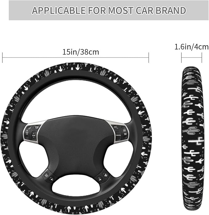Fun Western Cactus Steering Wheel Covers Non Slip Neoprene Wheel Protector Universal 15 inch for Car Accessories