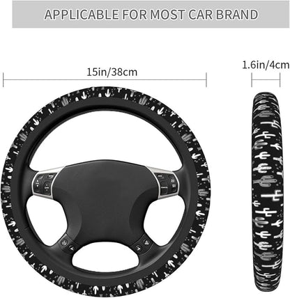 Fun Western Cactus Steering Wheel Covers Non Slip Neoprene Wheel Protector Universal 15 inch for Car Accessories
