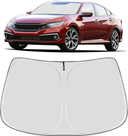 Proadsy 2026 Upgrade Windshield Sun Shade Custom Fit Honda Civic 2016-2021 4-Layer Foldable Front Sunshade Protector Sun Visor Blocks UV Rays Keep Car Cooler Accessories